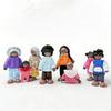 Realistic African American Family of 8: Movable Joint Wooden Dolls for Children's Pretend Play