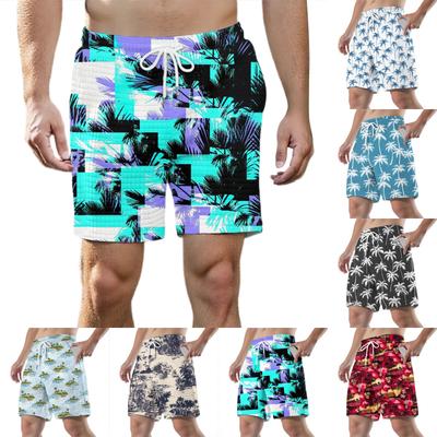 Men's Fashion Printed Sports Shorts Elastic Waistband Pocket Gym Shorts