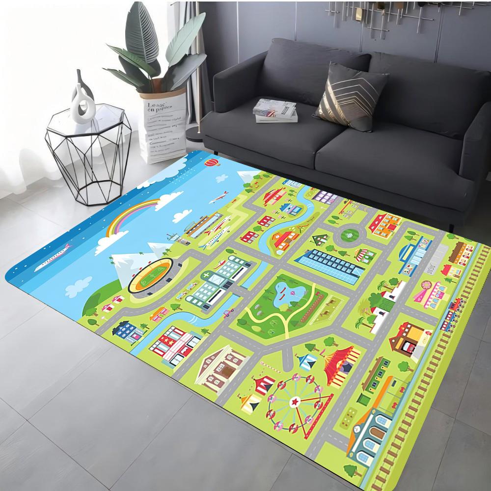 

Playful Interactive Traffic Play Mat Non-Slip Learning Rug for Kids Room or Play Area – Compatible with Toy Cars, Home Decor 40x60cm