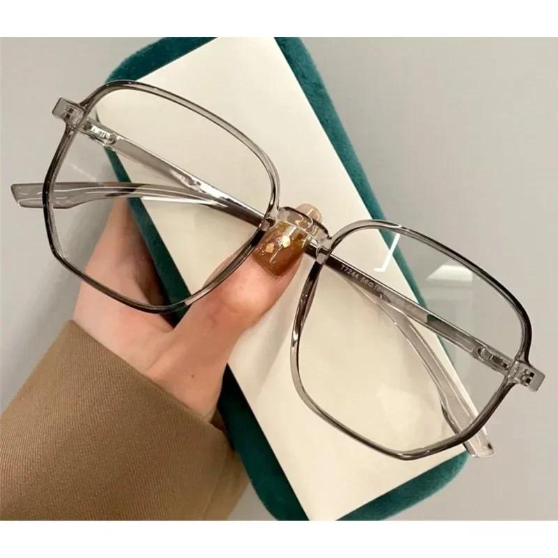 Stylish for Women's Image Eyeglasses Square Frame Transparent Eyeglasses Trendy Anti-blue Light PC Goggles Latest Fake Glasses