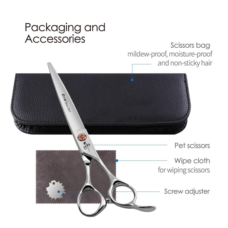 Fenice Japanese Steel 7 Inch Professional Pet Dogs Grooming Scissors Kit Straight&Curved &Thinner&Chunker&Fluffy Shear Scissors