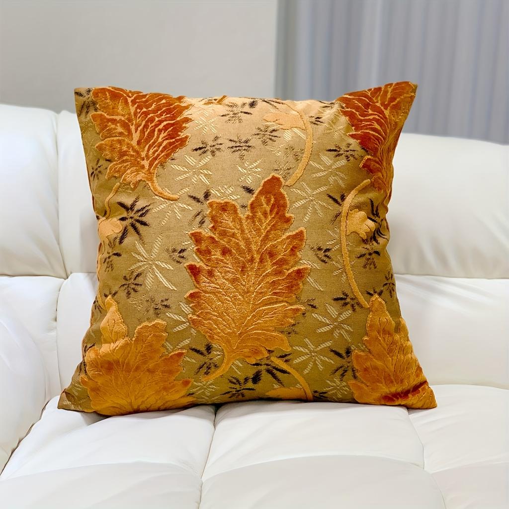 Double Sided Fall Maple Leaf Throw Pillow Cover Rustic Orange Botanical Print Decorative Cushion Case For Sofa Couch Home Decor