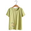 Stylish Cotton & Linen T-Shirt Set for Women: Summer Round Neck Short Sleeve Top for Middle-Aged and Elderly