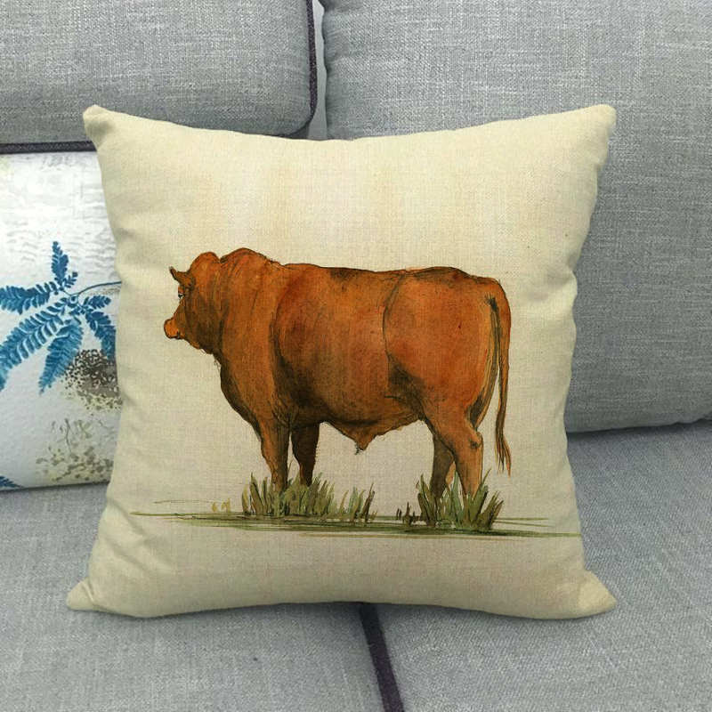 Animal Color Oil Painting Patterns Digital Printing Short Plush Pillow Covers For Car Sofa Office Cushion Cover Home Goods