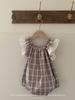 Jenny Children's Clothing Baby Clothes Summer Plaid One-piece Romper Girl Baby Lace Small Flying Sleeve Vest Climbing Clothing