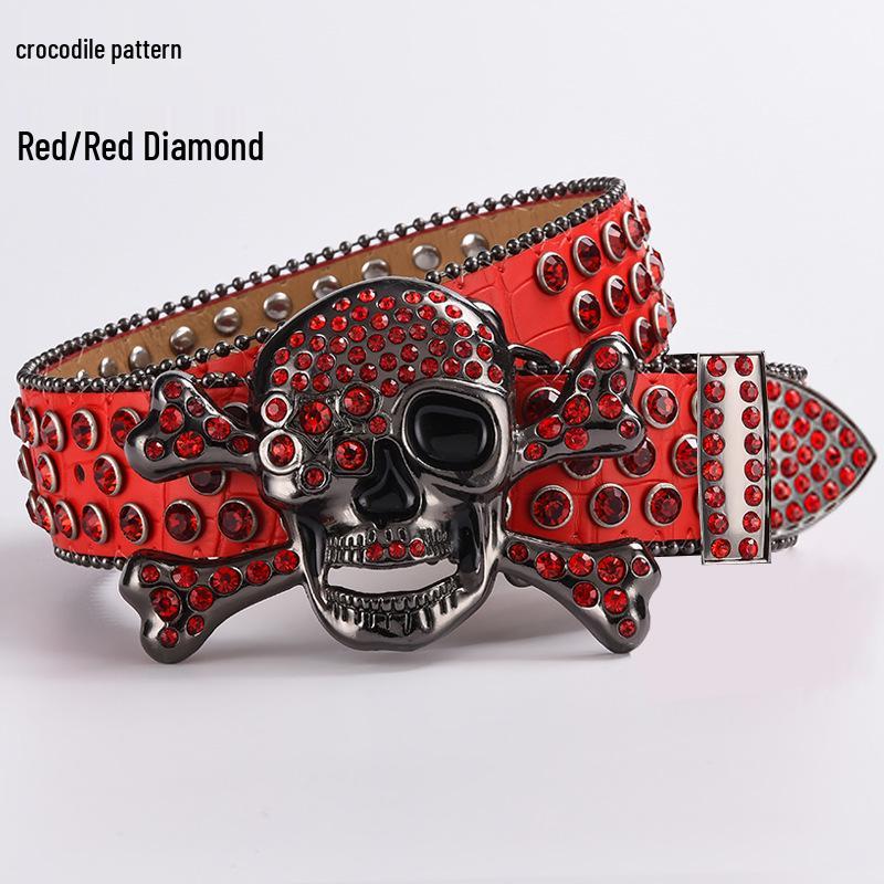 Cataramă de Curea Hip Hop cu Strasuri în Formă de Craniu - Stil Punk European și American