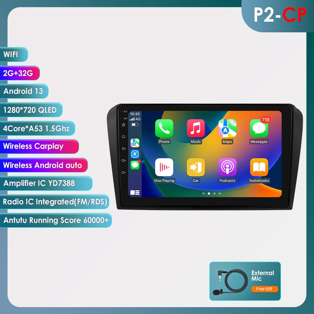 

Hizpo 2 Din Android 14 для Mazda 3 2004 -2009 Автомагнитола Мультимедийный плеер Стерео Навигация с динамиками BOSE Головное устройство Интеллектуальное видео P2CP 4Core 2G 32G