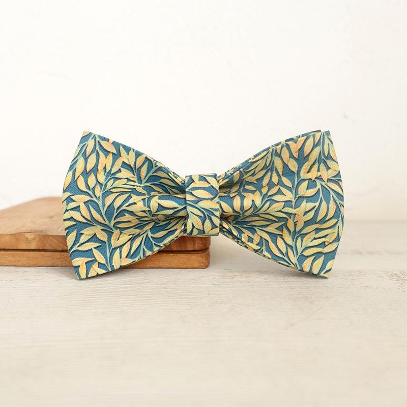 MUTTCO Gold Leaf Bow Tie Collar - Fashionable & Durable UBT-089 L (11x6cm)