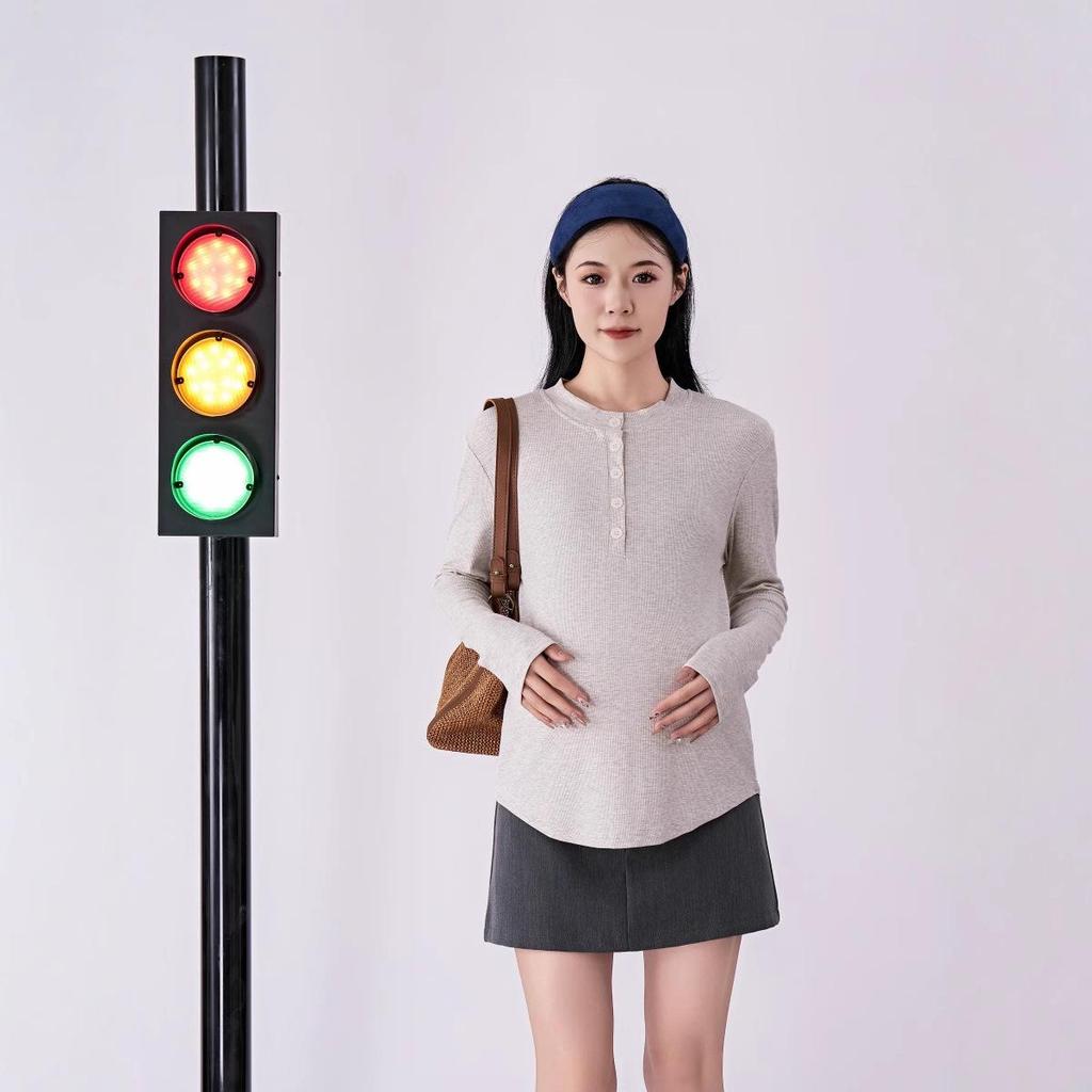 Heart Sky Maternity Slim Fit Long Sleeve T-Shirt: Comfortable, Elastic, Autumn Style