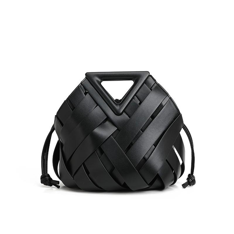 Large Capacity Hand-Woven Triangle Magnetic Buckle Crossbody Vegetable Basket Bag