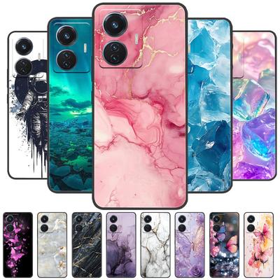 For Vivo T1 4G Y55 4G iQOO Z6 44 W V2153 Case Marble Soft Matte Silicone Back Cover For Vivo T1 44W Full Coverage Phone Shell