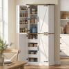 Kitchen Sideboard, High, 4 Doors, 3 Drawers, 8 Adjustable Racks, 76 x 40 x 182 cm, White