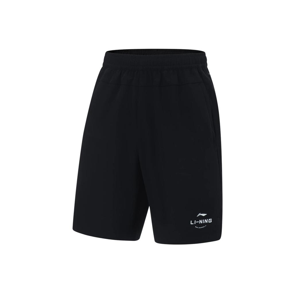 Li-Ning Fitness Series Solid Color Logo Elastic Waist Quick-Dry Sports Shorts Men Shorts Black AKST541-1