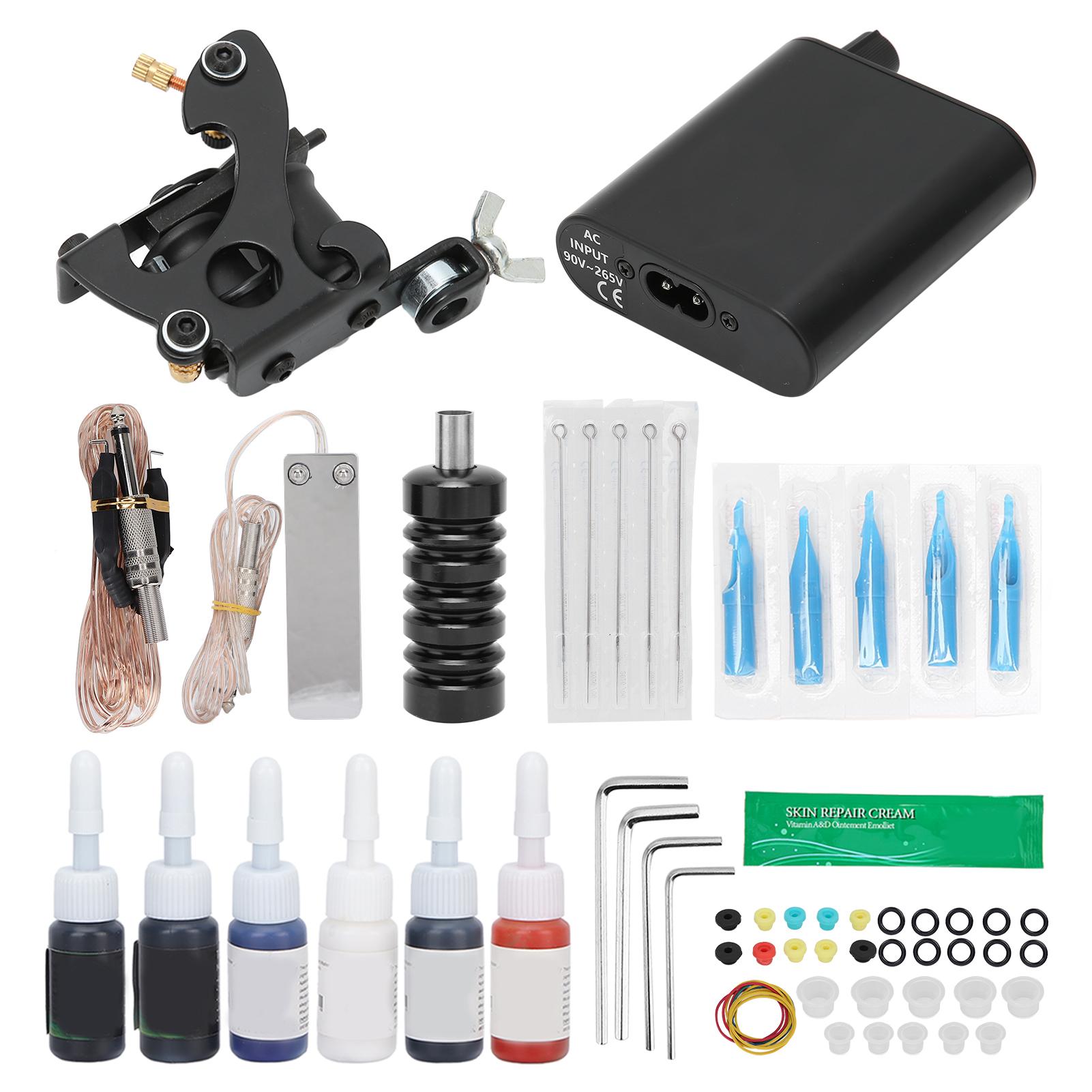 

Полный стартовый набор для татуировок Профессиональный набор для начинающих татуировщиков с 6 чернилами для татуировок Блок питания US Plug