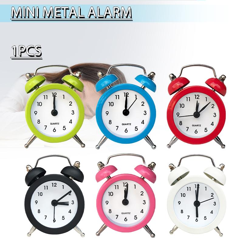 

PDTO Мини-будильник с двумя колокольчиками, громкий будильник, маленькие ретро винтажные часы для домашнего офиса