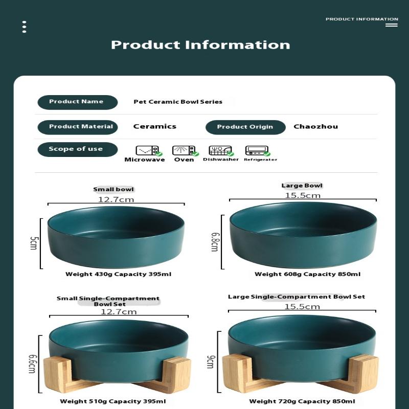 Ceramic Bowl Cat Dog Bowl Cat Food Bowl Cat Bowl Drinking Water Bowl Double Bowl Protection Cervical Spine Bowl Black Pet Bowl