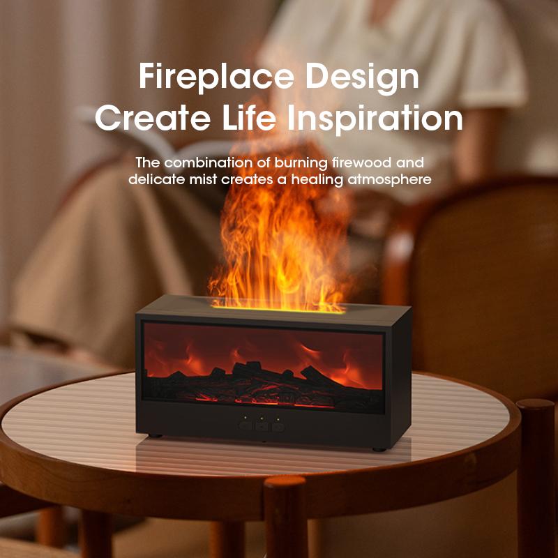 Simulated Fireplace Diffuser Aroma, Air Humidifier with Timer Remote,Simulation Charcoal Fireplace Humidifier, Christmas Present