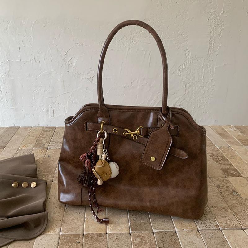 Retro Lazy Briefcase Bag Women's Large-capacity Texture Versatile Simple Niche Design Portable Shoulder Tote Bag