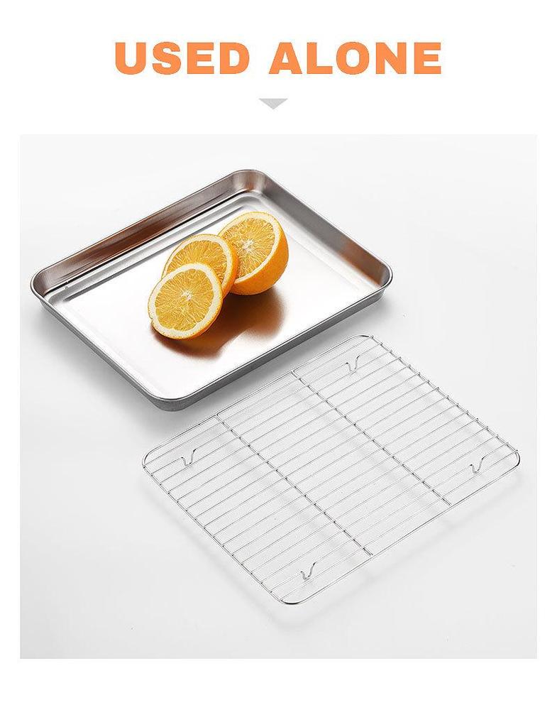 Stainless Steel Flat Tray & Mesh Pan for Roasting, Frying, BBQ & Oil Draining