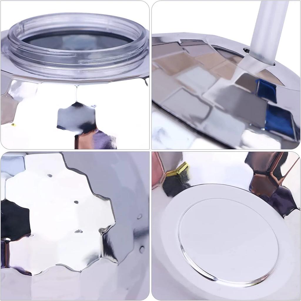 600ml Kreative Discokugel Becher mit Deckel und Strohhalm Becher Cocktailbecher Glitzer Blitzkugel Becher für Party Nachtclub Bar Trinken