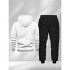 Men's Printed 2pcs Set, Casual Hooded Long Sleeve Sweatshirt and Jogger Pants Outfit, Suitable for Winter and Autumn, Sportswear Set