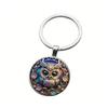 Artistic Owl Pattern Keychain Lightweight Decorative Key Holder Backpack Charm Accessory For Keys Or Decoration