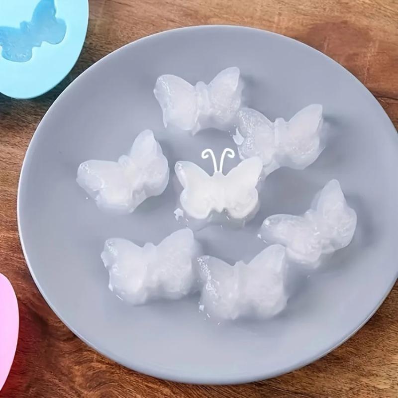 1Pcs Diy Baking Candy Pudding Cake Decoration Mold 8 Holes Butterfly Silicone Chocolate Mold Summer Ice Cube Mold Drip Glue Tool