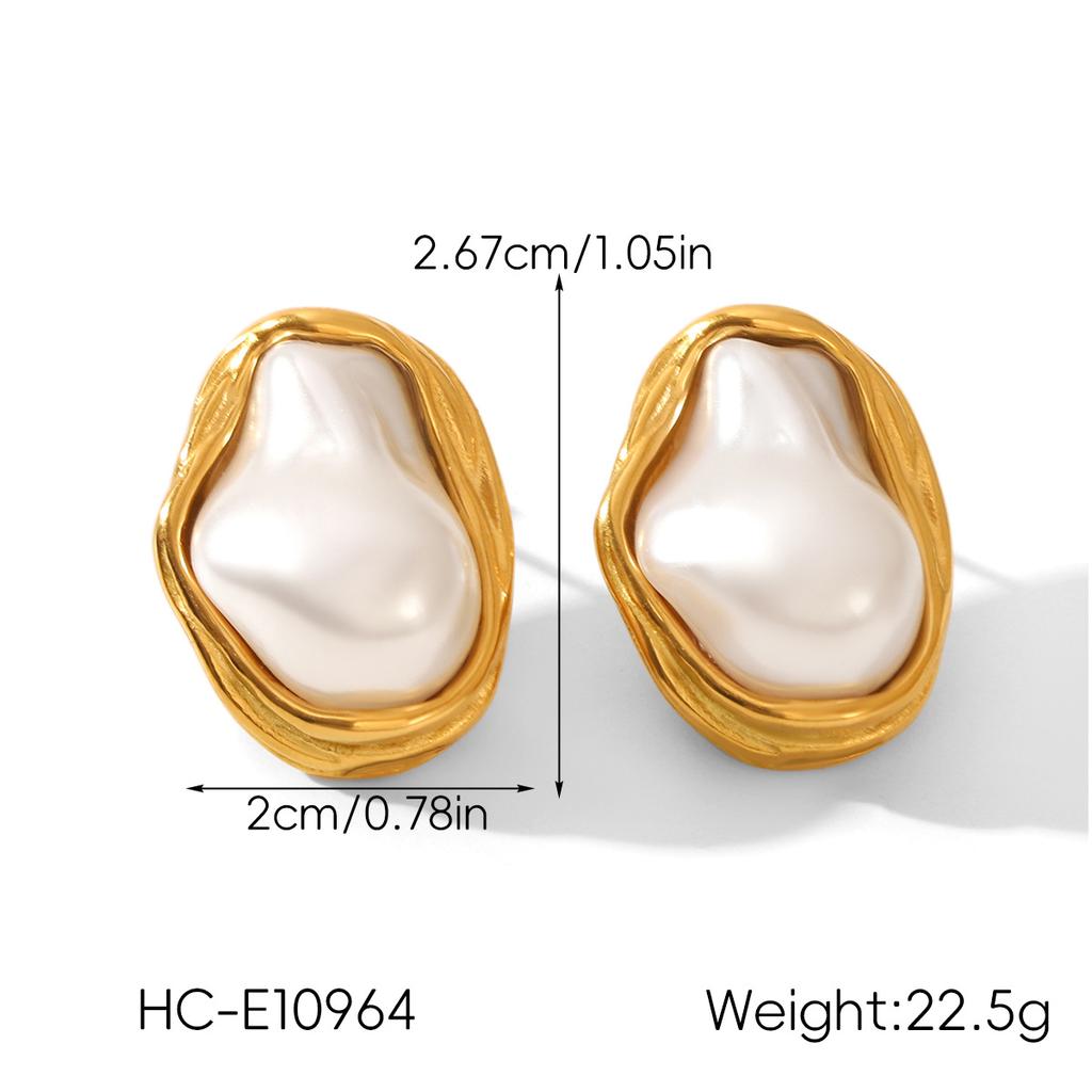 French Vintage Jewelry Irregular Baroque Pendant Stainless Steel Necklace Women's High-end Titanium Steel Earrings