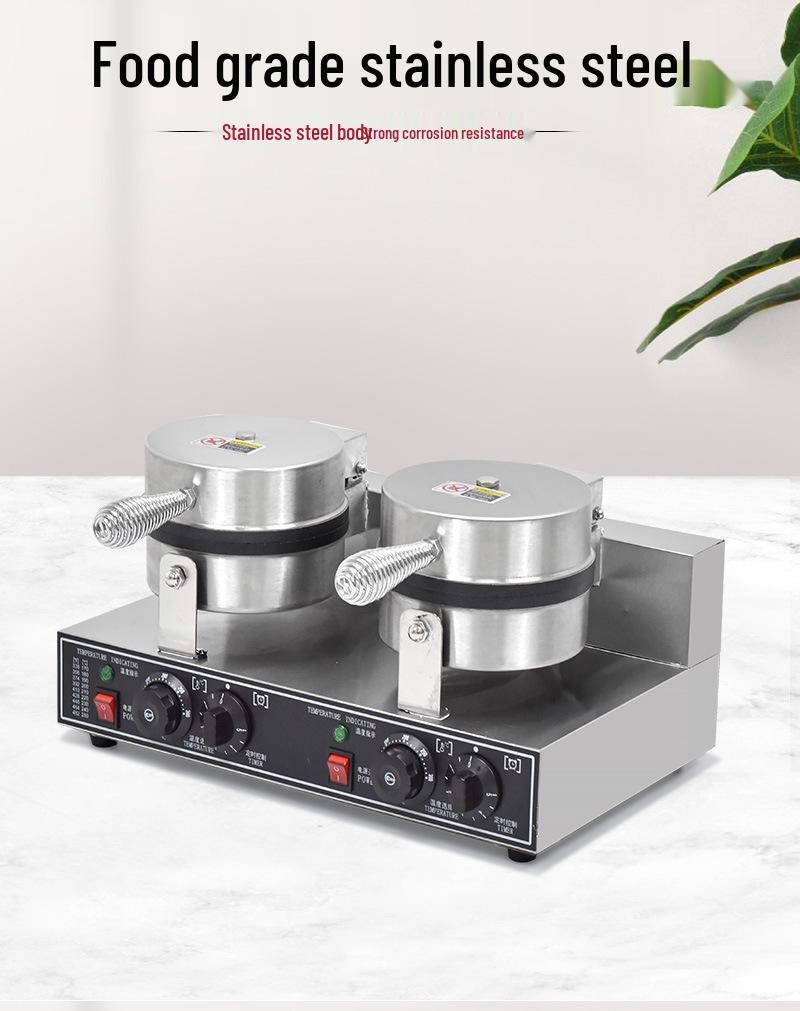 Heart-Shaped Double-Headed Commercial Waffle Maker with Electric Griddle