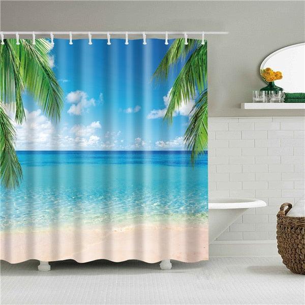 1PC Dolphin Shower Curtain Blue Ocean Biological Polyester Fabric Children's Ocean Theme Bathroom Decoration Shower Curtains