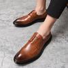 Men’s British Style Brogues Formal Business Leather Shoes Men Tuxedo Party Dress Shoes Plus Size