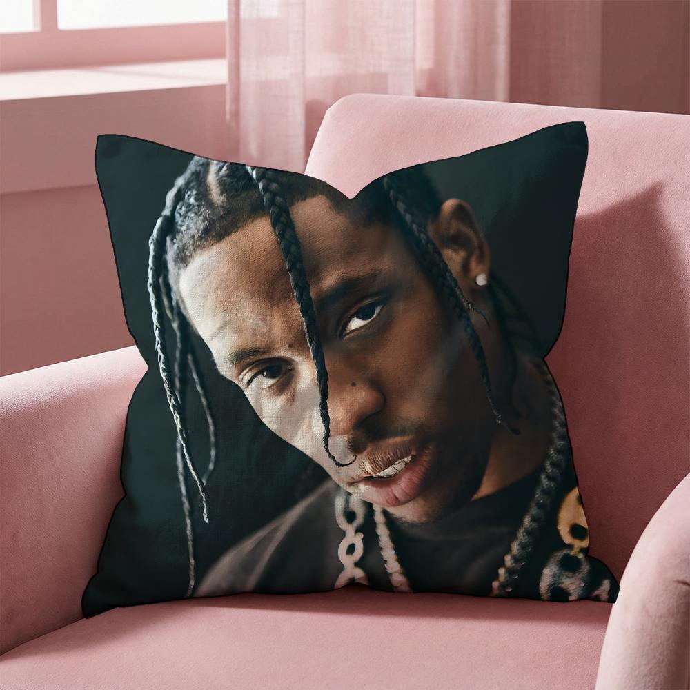 Travis Scott Cushion Cover Multi-Scene Pillow Cover for Home & Car - Reversible, Soft & Durable for Daily Use