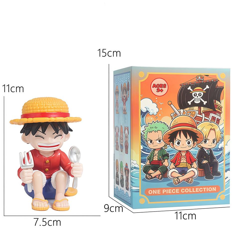 1-8Pcs One Piece Q Edition Doll Food Series Cute Luffy Zoro Ace Sanji Yamato Model Cartoon Collect Car Desk Decoration Toy Gift