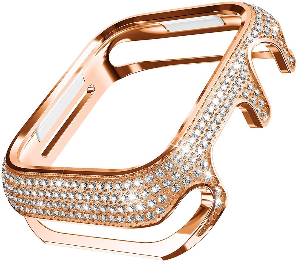Diamond Watch case For Apple watch case 45mm 41mm 44mm 40mm Series 9 8 7 6 5 4 3 SE Luxury diamond protective cover iWatch shell