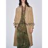 Autumn New Women clothes French style British Style Long Lapel Long sleeve Suede Leather Coat Outerwear 2969063