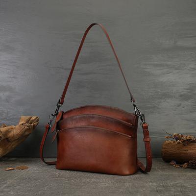 Bolsos de hombro de cuero genuino para mujer, diseño vintage, bolso cruzado, bolsos de mano para mujer