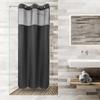 No Hooks Required Dotted Waffle Weave Shower Curtain with Snap In Liner - 71W X 74H,Hotel Grade,Spa Like Bath Curtain,Gray