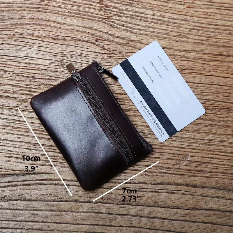 1Pc Mini Keychain Bag, Made from Premium Cowhide Leather, Zippered Wallet, Classic Card Holder Short Wallet for Men and Women.