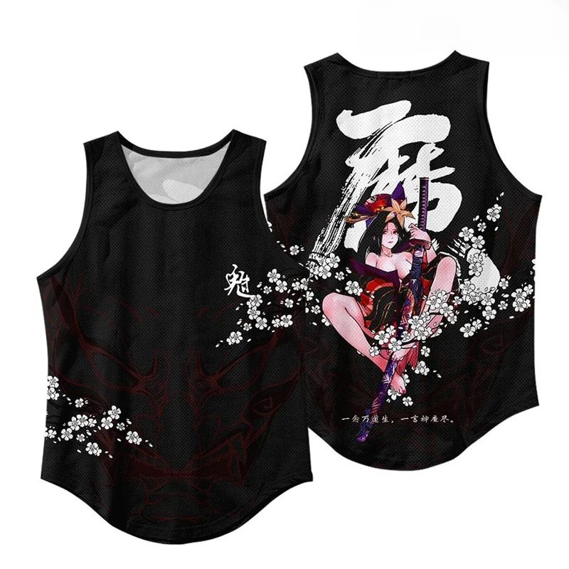 Summer Round Neck 3D Chinese Mythical Beast Printed Top Fashionable Casual Sleeveless Vest Men's T-shirts