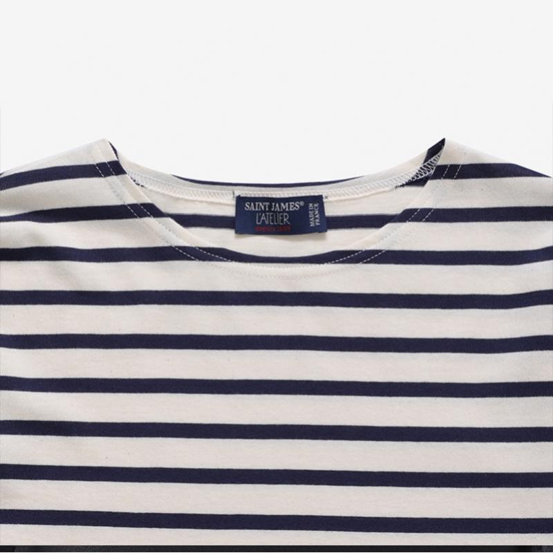 Saint James Kids Long Sleeve Tee Modern Stripe 2066 Ecru Marine