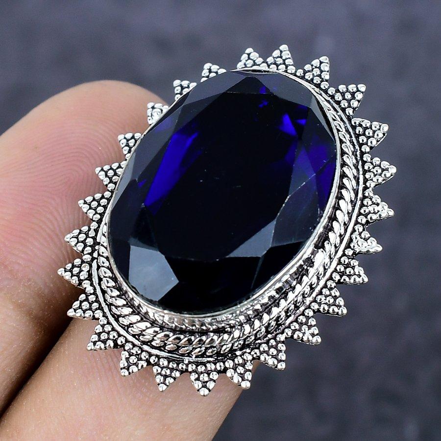 Natural Blue Topaz Gemstone 925 Sterling Silver Jewelry Ring Size 6 E3t09