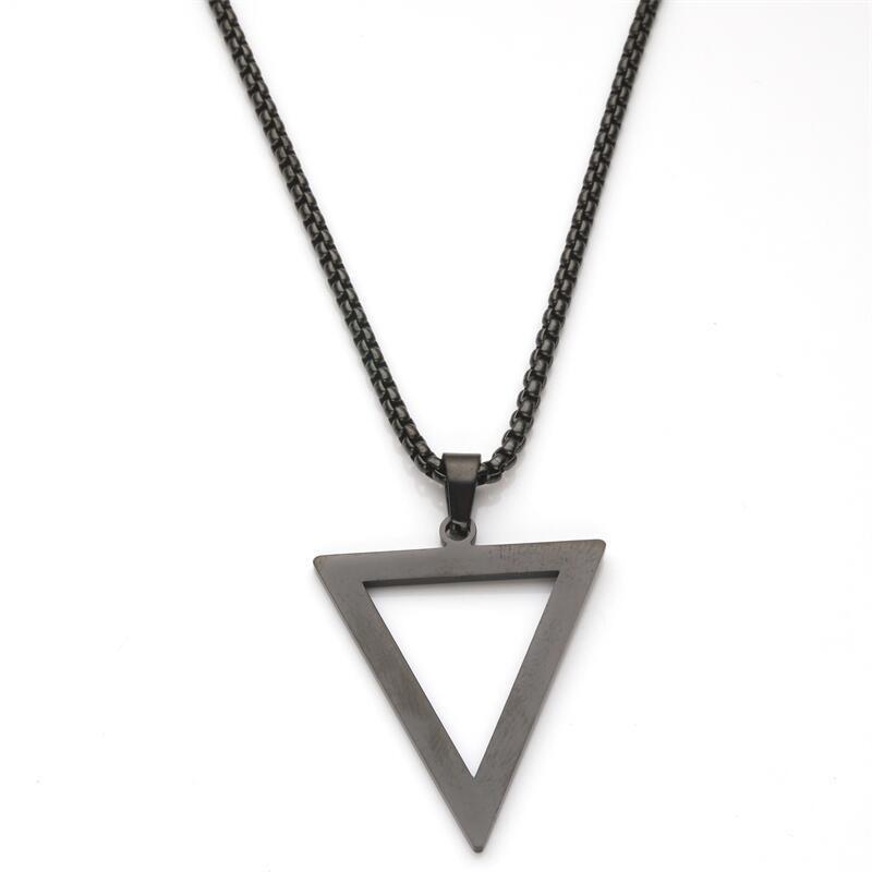 Men And Boys Stainless Steel Inverted Triangle Geometric Pendant Necklace