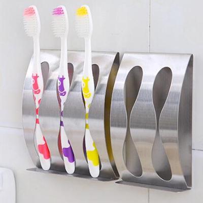 Wall Mount Toothbrush and Razor Holder Self-Adhesive Stainless Steel Bathroom Cabinet Organizer Accessories