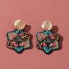 Handmade Embroidered Flower Dangle Earrings For Women Boho Luxury Elegant Colorful Rice Beads Decor Pendant Fashion Jewelry Gift