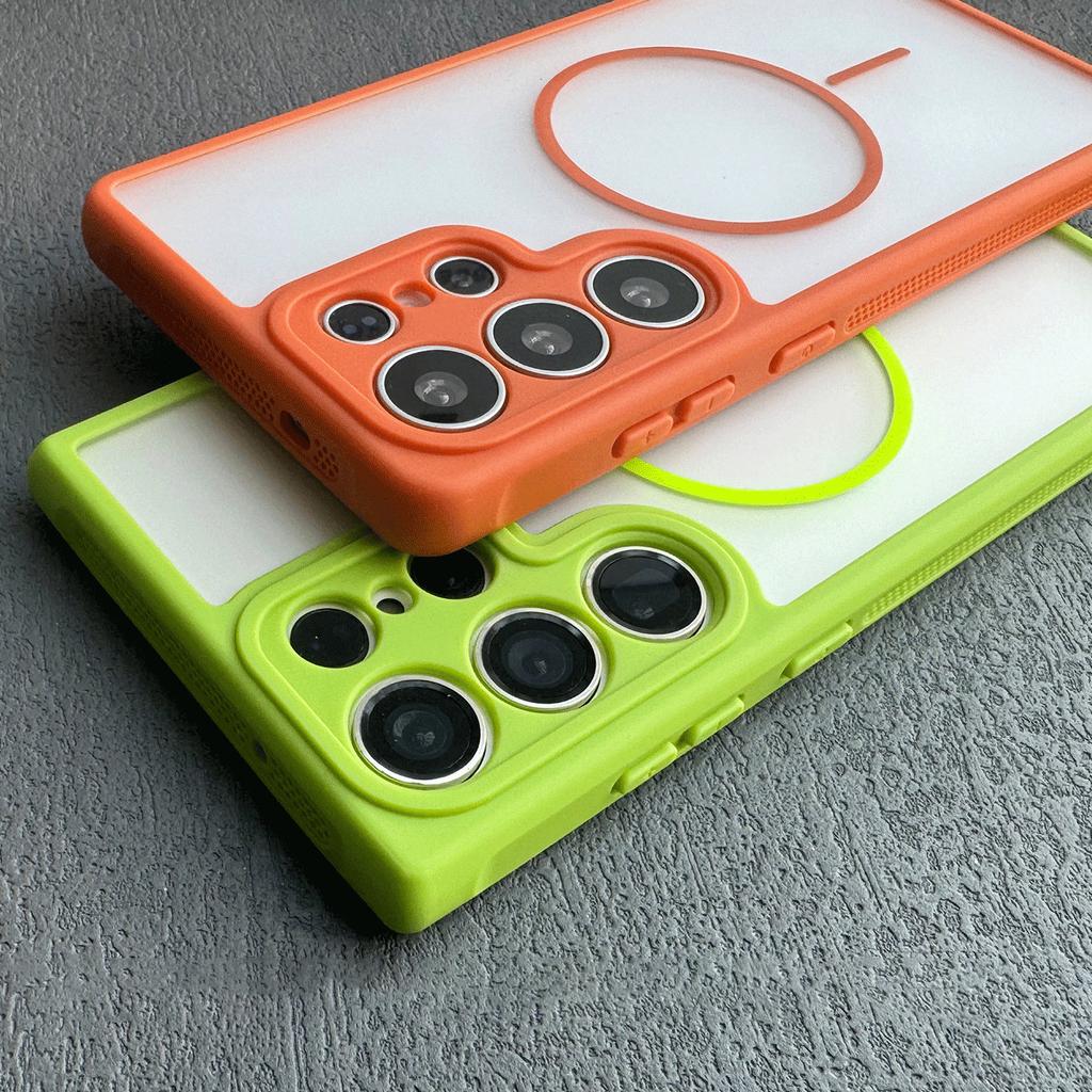 For Magsafe Wireless Charging Shockproof Armor Case for Samsung Galaxy S26 Plus S25 S24 S23 Ultra Magnetic Matte Clear Cover