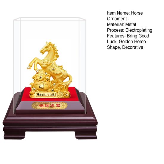 Golden Horse Figurine Bring Good Luck Wealth Chinese Style Horse Statue Fengshui Decoration Home Office Desktop Ornament