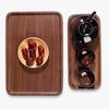 heizi Wooden Tray, Walnut, Boat-Shaped Wood Plate, Stylish Cafe Tray, Lunch Tray (30*13*2.2cm)