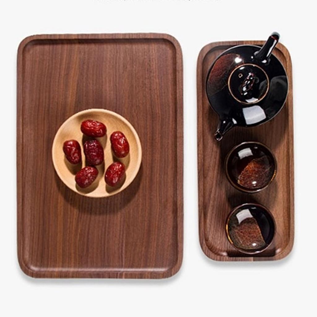 heizi Wooden Tray, Walnut, Boat-Shaped Wood Plate, Stylish Cafe Tray, Lunch Tray (30*13*2.2cm)