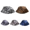 Caps with Flat Top for Warm Keeping Fuzzy Caps with Full-Covered Zebra Grain Decoration Hats Unisex Women Men