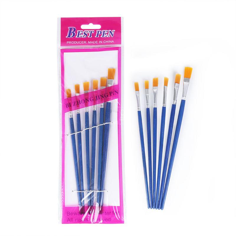 Cross Plastic Oil Paint Brushes, 10-Piece Set with Nylon Bristles, Flat Head for Children s Art Classes.